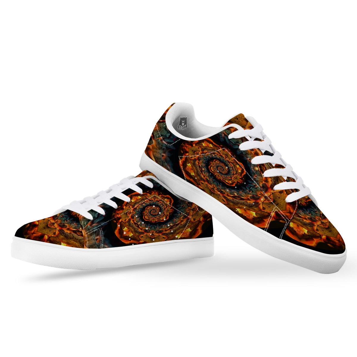 Keleidoscope Lava Texture Print White Low Top Sneakers-grizzshop
