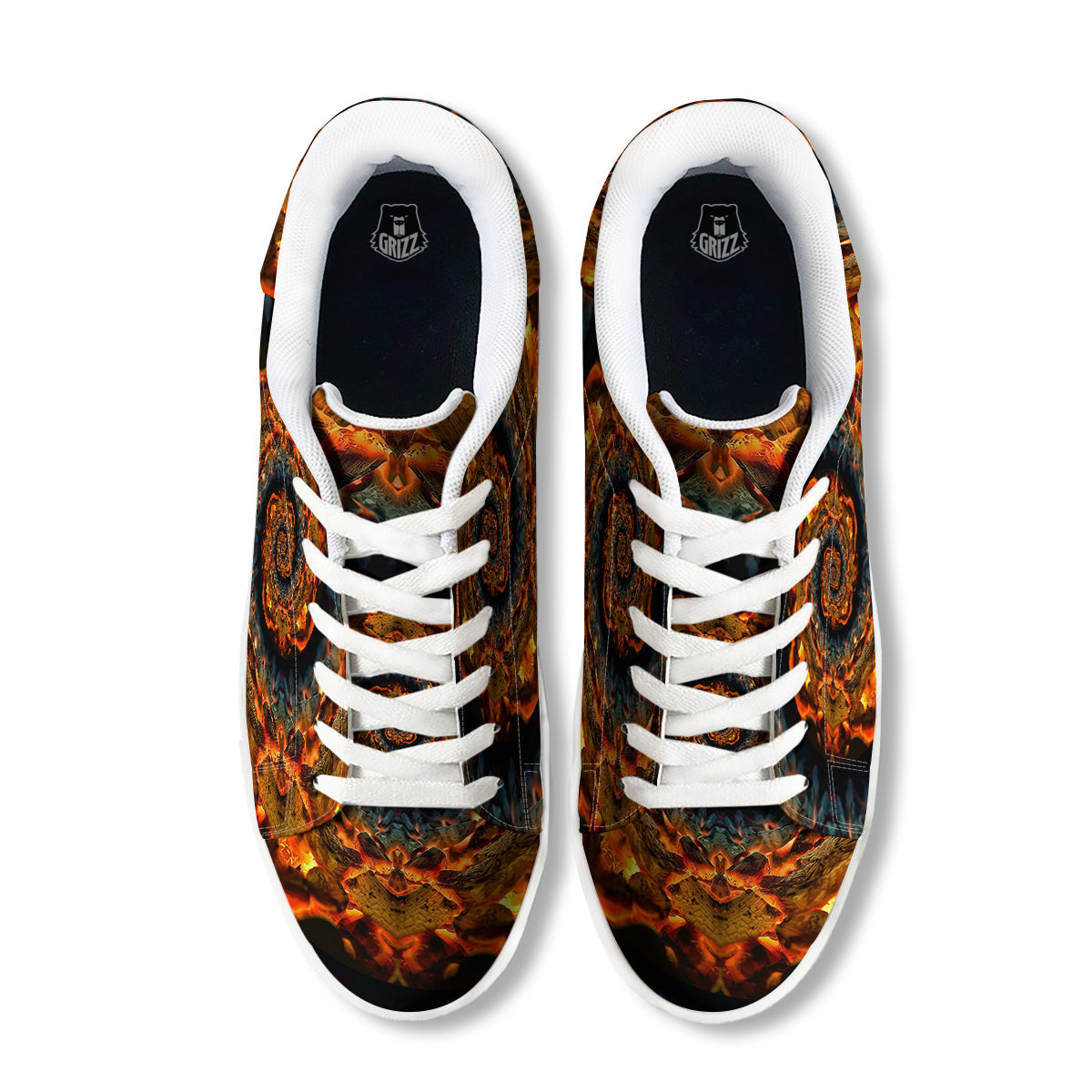 Keleidoscope Lava Texture Print White Low Top Sneakers-grizzshop