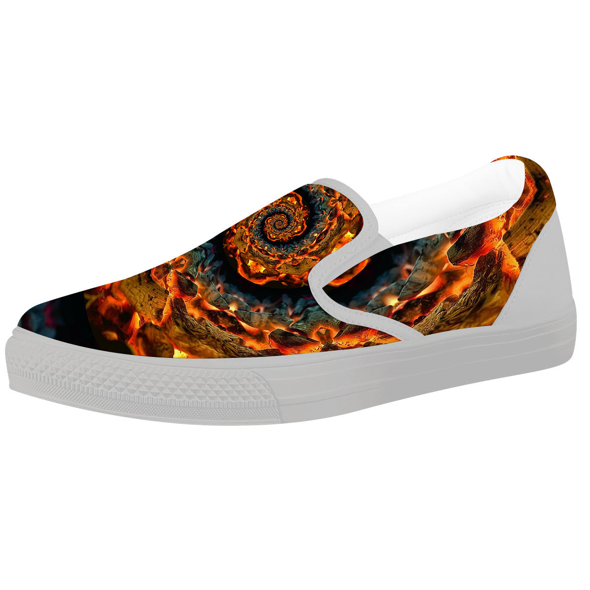 Keleidoscope Lava Texture Print White Slip On Shoes-grizzshop