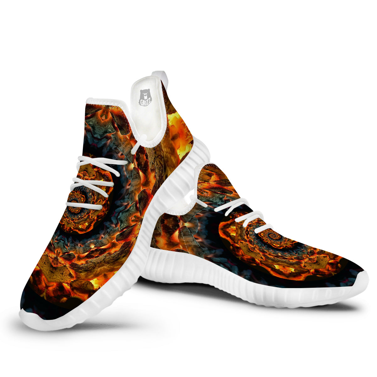 Keleidoscope Lava Texture Print White Walking Shoes-grizzshop