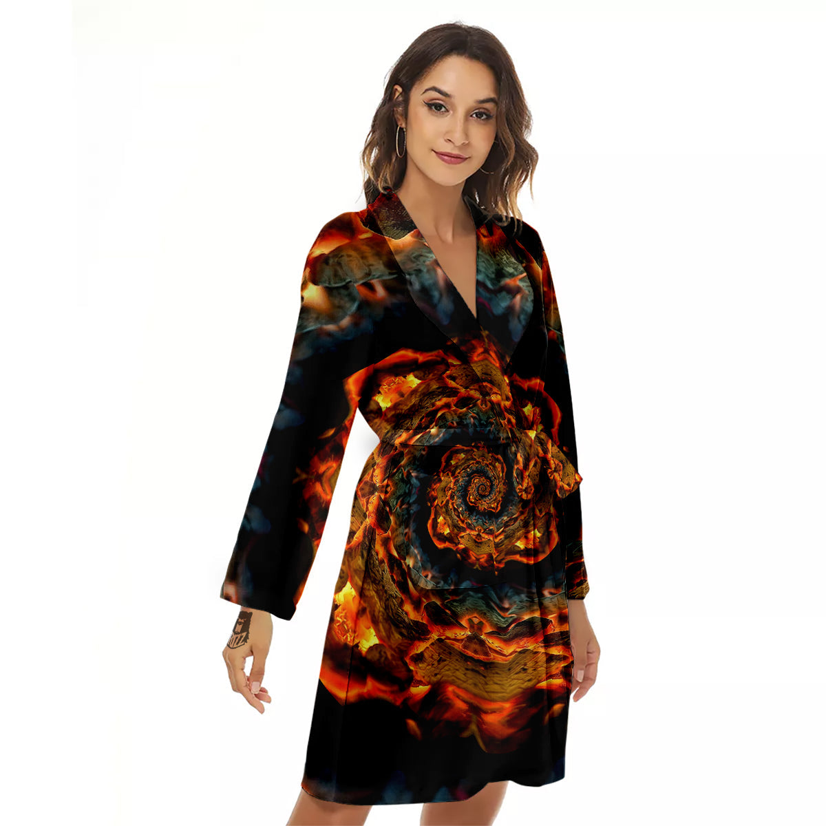 Keleidoscope Lava Texture Print Women's Robe-grizzshop