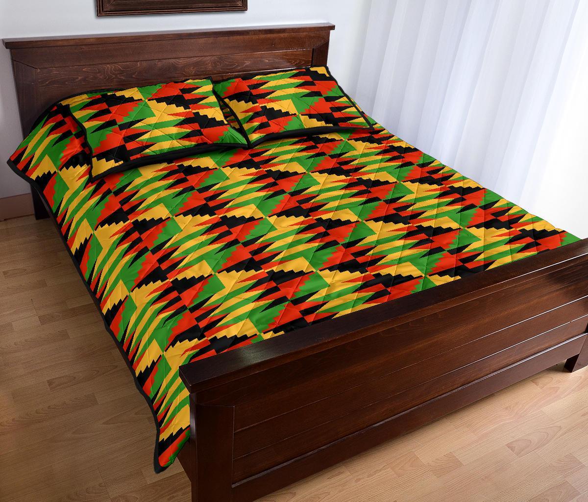 Kente African Pattern Print Bed Set Quilt-grizzshop