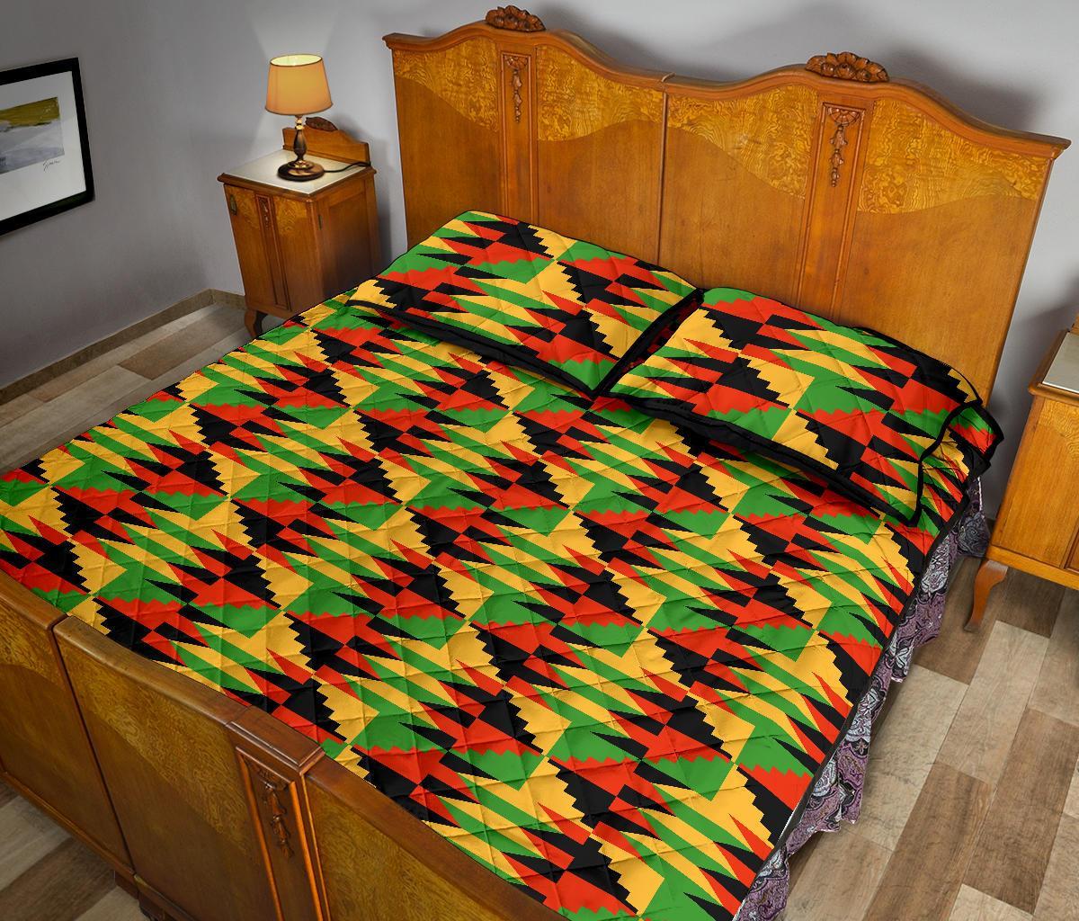 Kente African Pattern Print Bed Set Quilt-grizzshop