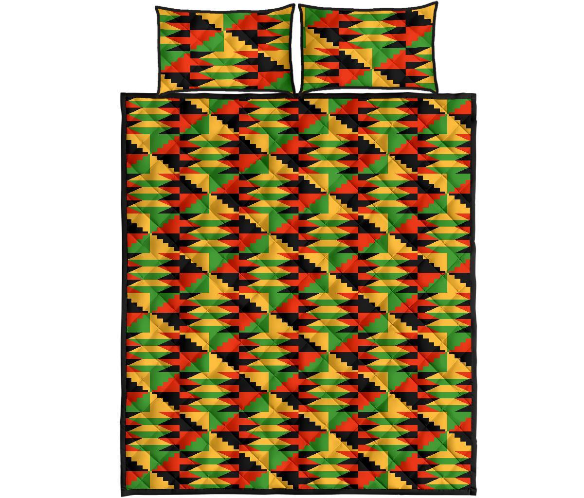 Kente African Pattern Print Bed Set Quilt-grizzshop