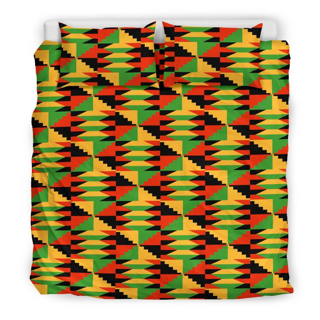 Kente African Pattern Print Duvet Cover Bedding Set-grizzshop