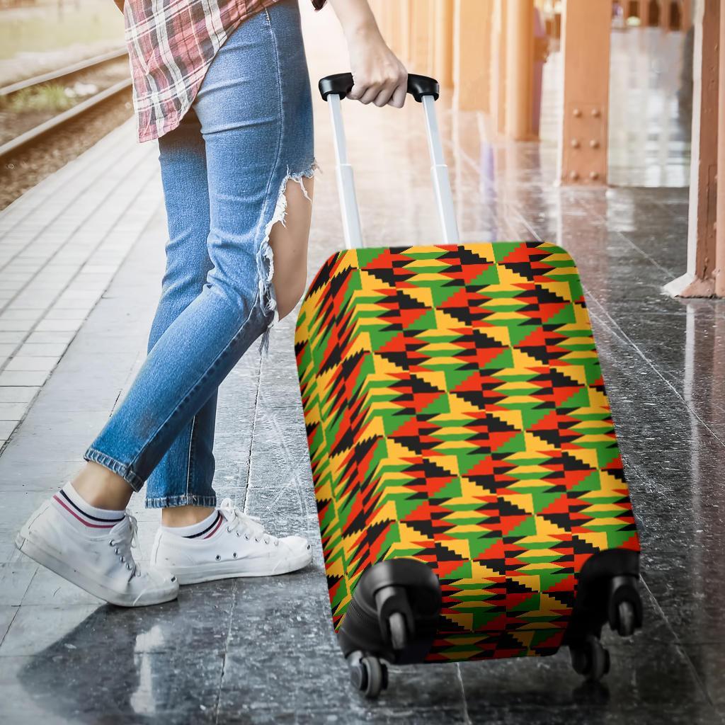 Kente African Pattern Print Luggage Cover Protector-grizzshop