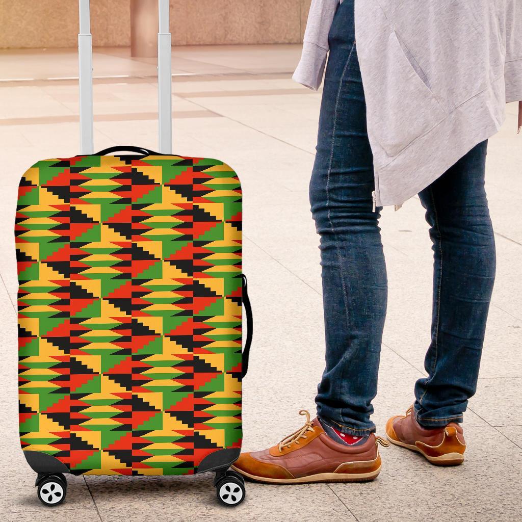 Kente African Pattern Print Luggage Cover Protector-grizzshop