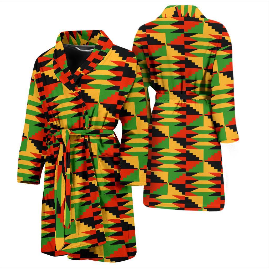 Kente African Pattern Print Men Long Robe-grizzshop