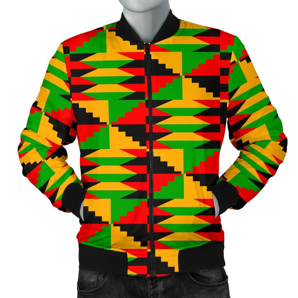 Kente African Pattern Print Men's Bomber Jacket-grizzshop