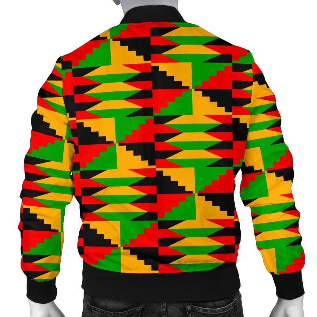 Kente African Pattern Print Men's Bomber Jacket-grizzshop