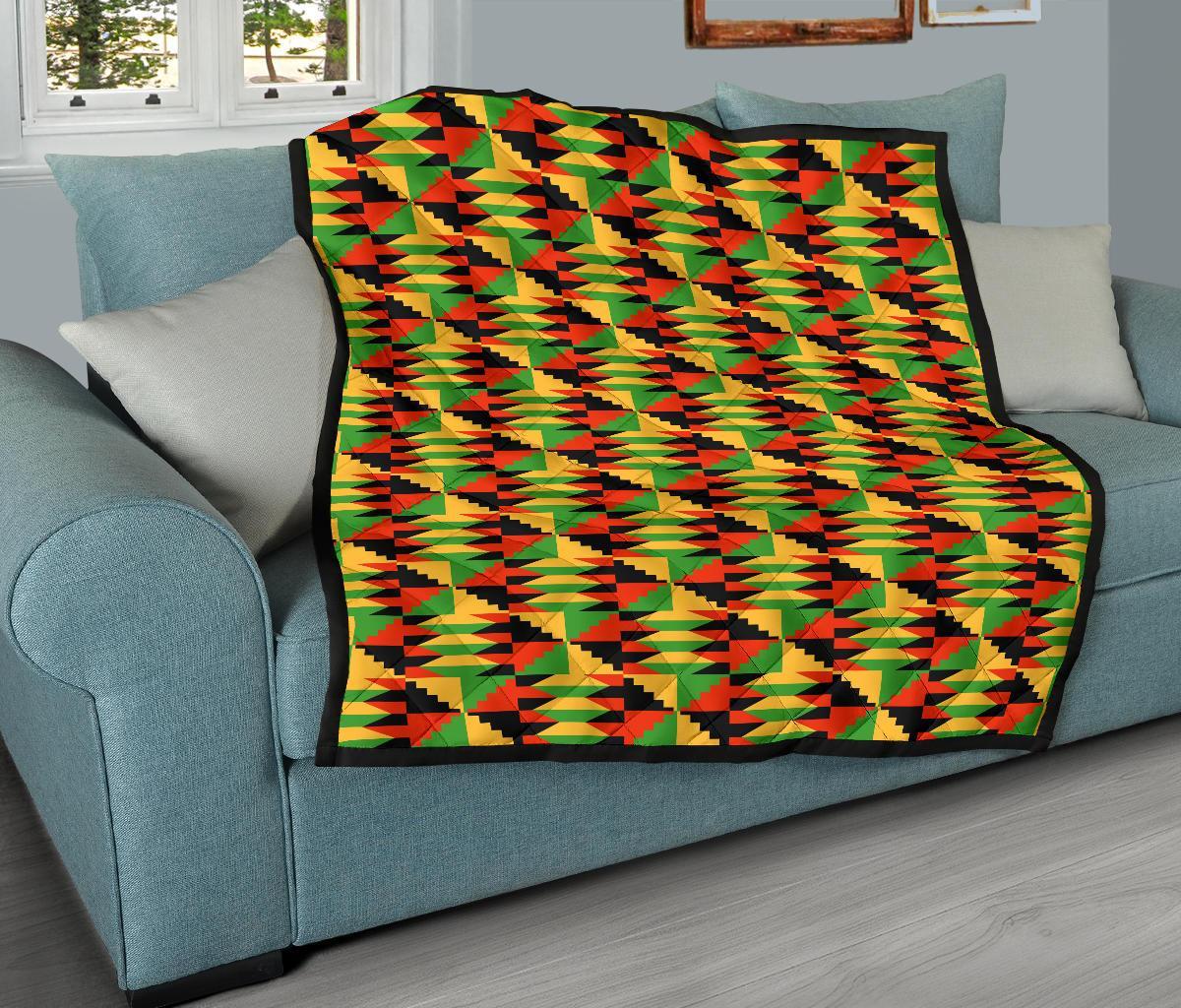 Kente African Pattern Print Quilt-grizzshop