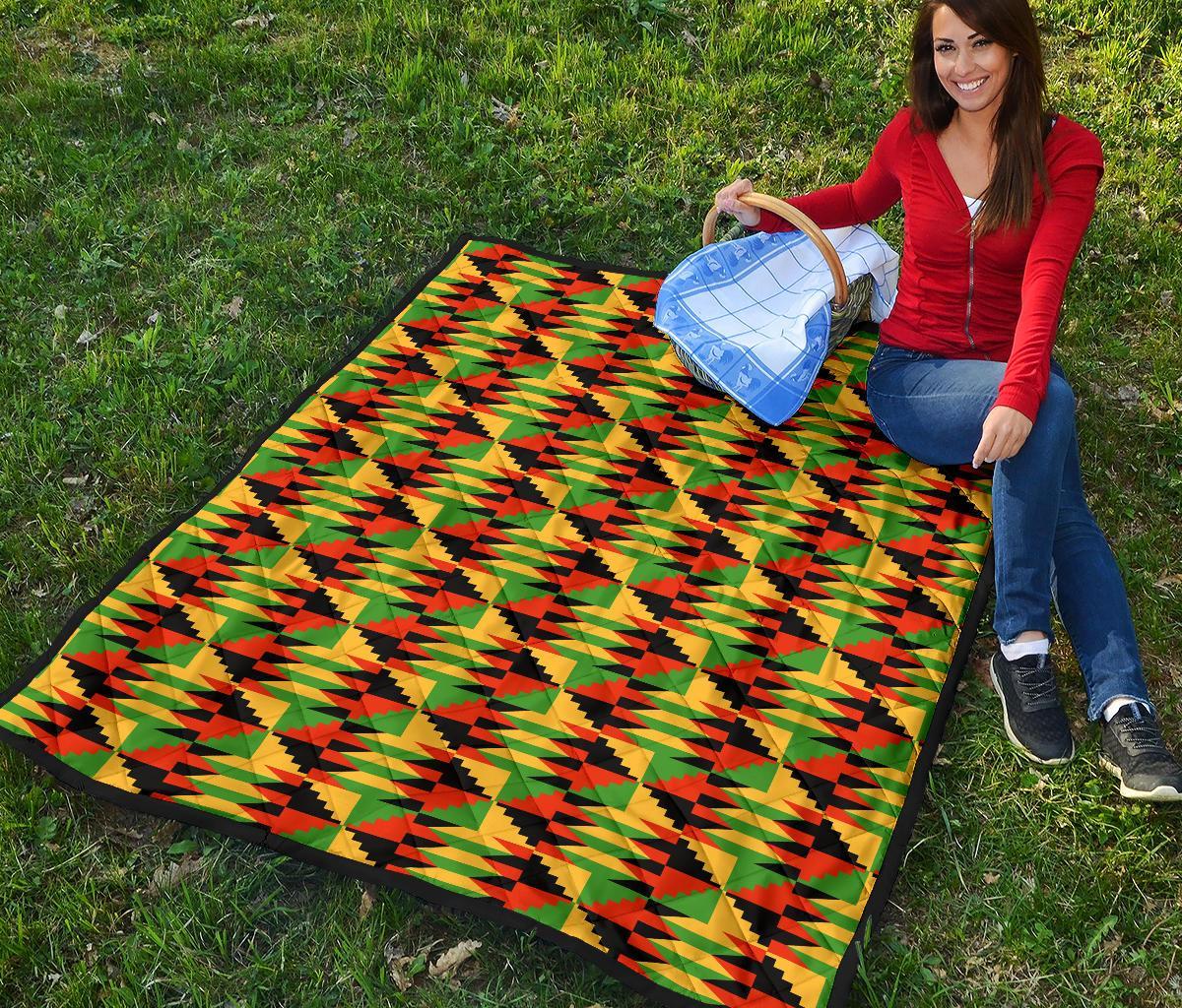Kente African Pattern Print Quilt-grizzshop