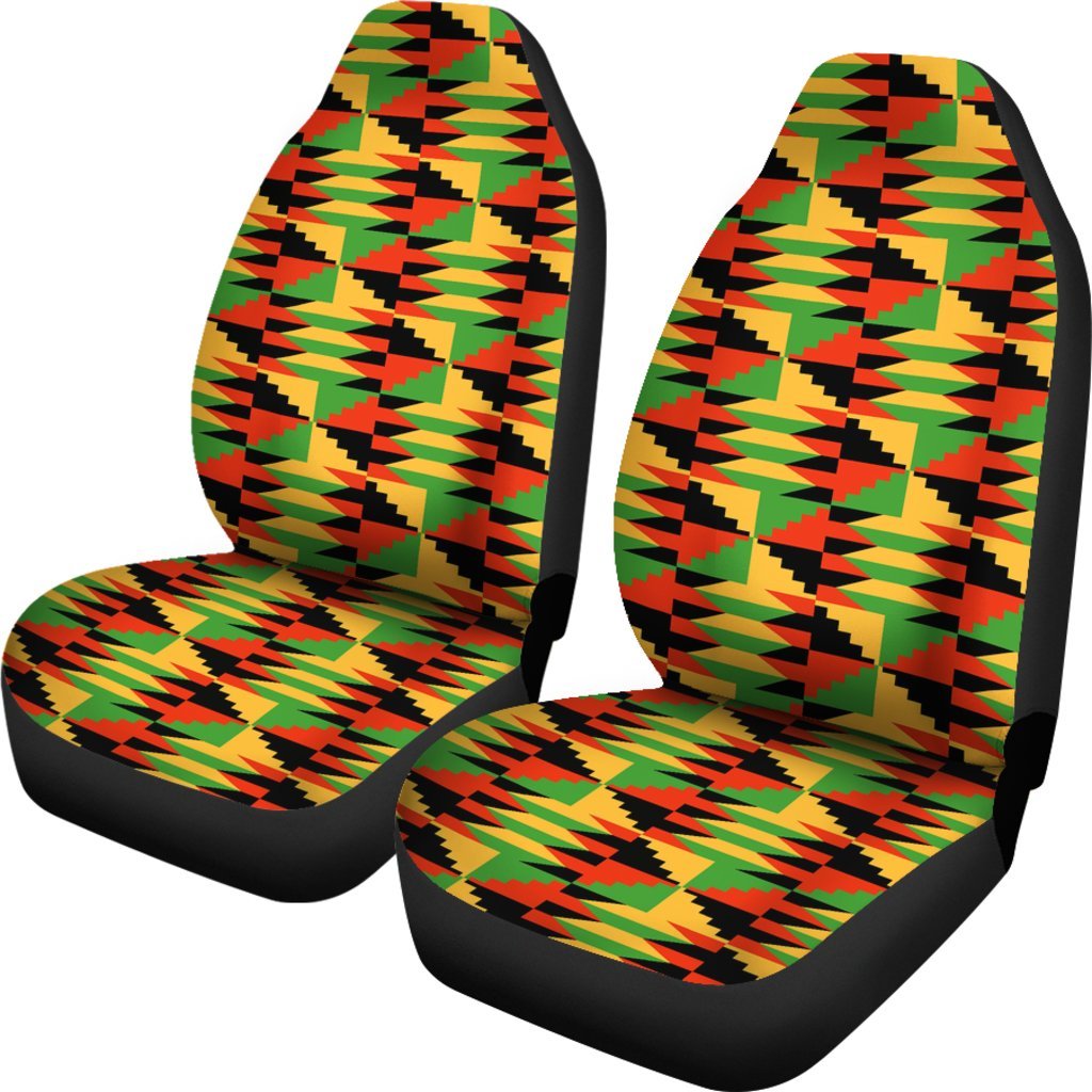 Kente African Pattern Print Universal Fit Car Seat Covers-grizzshop