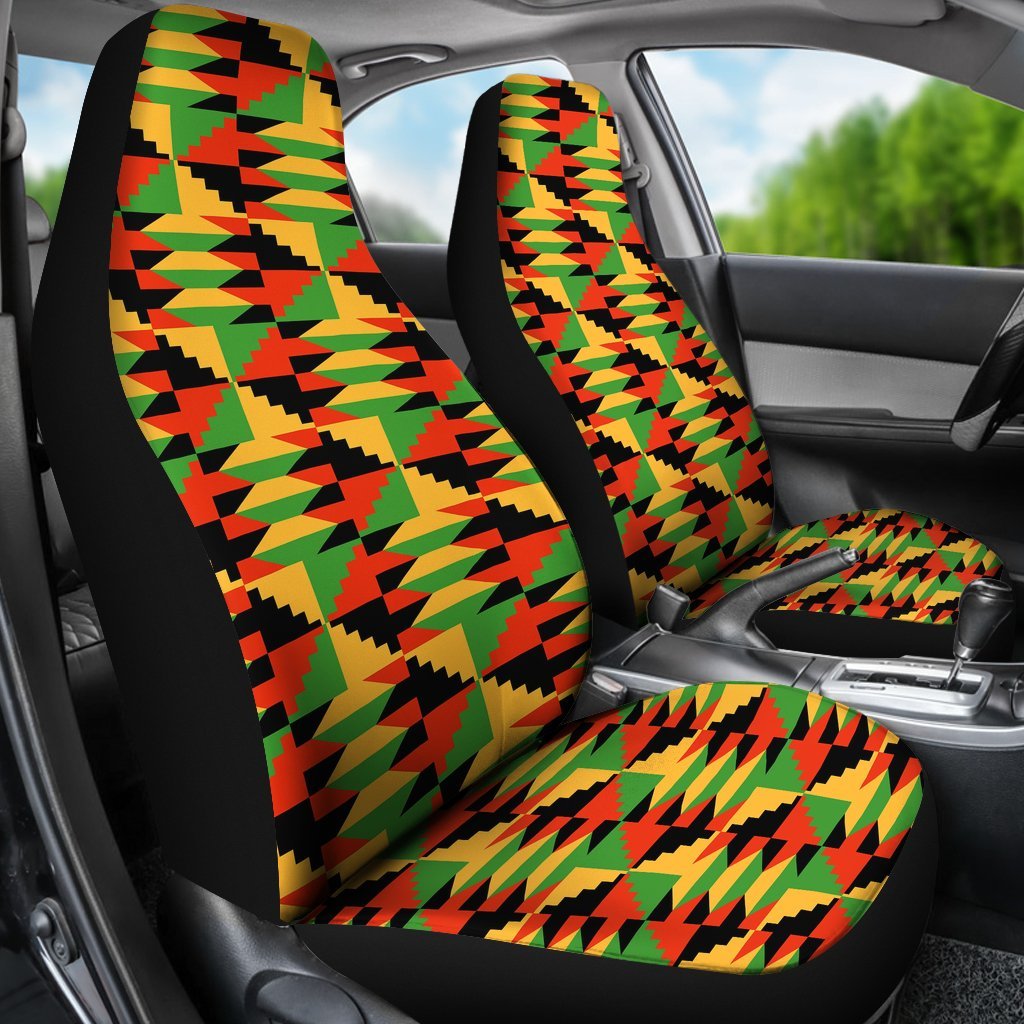 Kente African Pattern Print Universal Fit Car Seat Covers-grizzshop