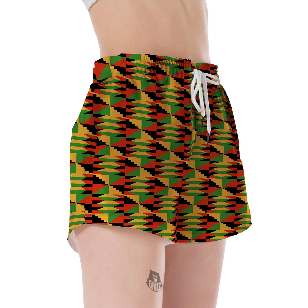 Kente African Pattern Print Women's Shorts-grizzshop