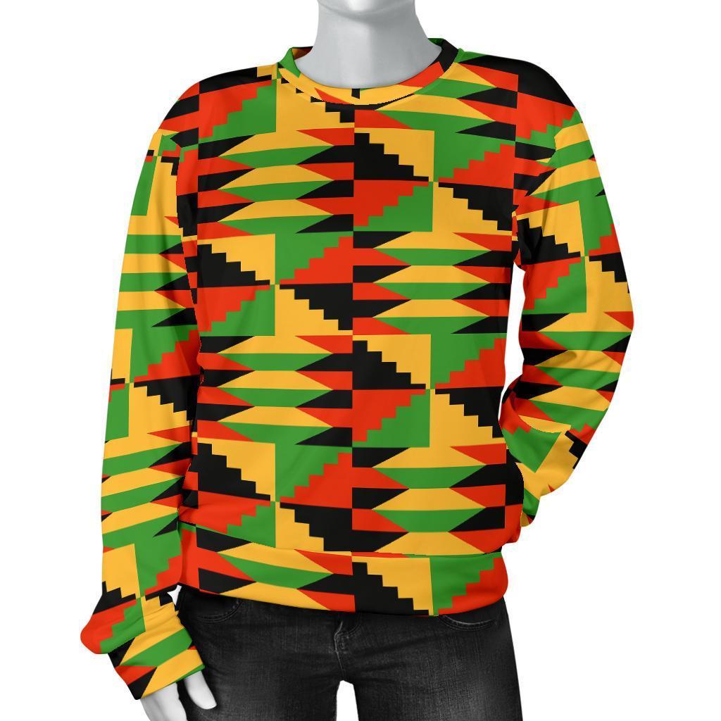 Kente African Pattern Print Women's Sweatshirt-grizzshop