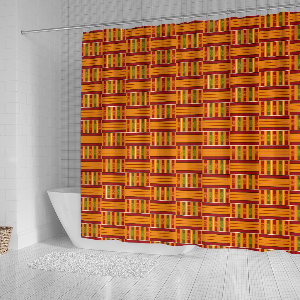 Kente African Print Pattern Bathroom Shower Curtain-grizzshop