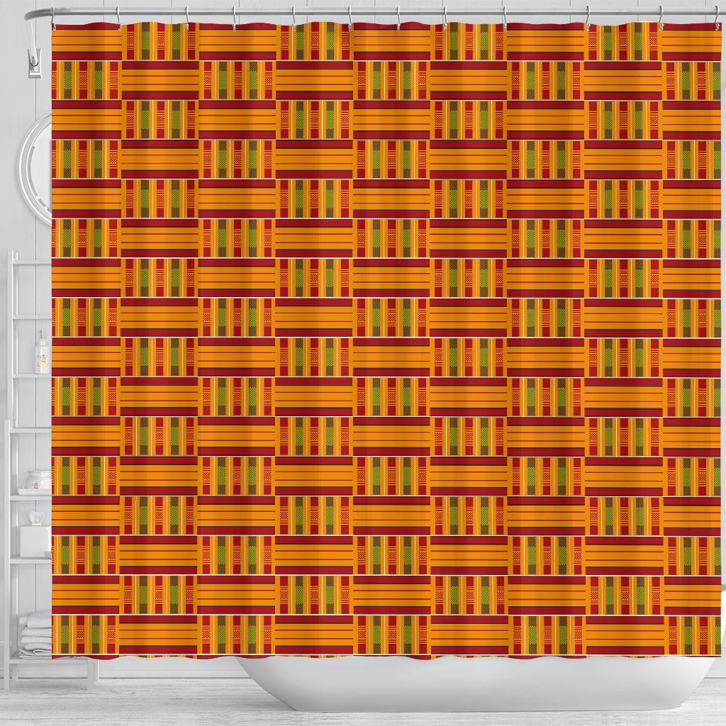 Kente African Print Pattern Bathroom Shower Curtain-grizzshop