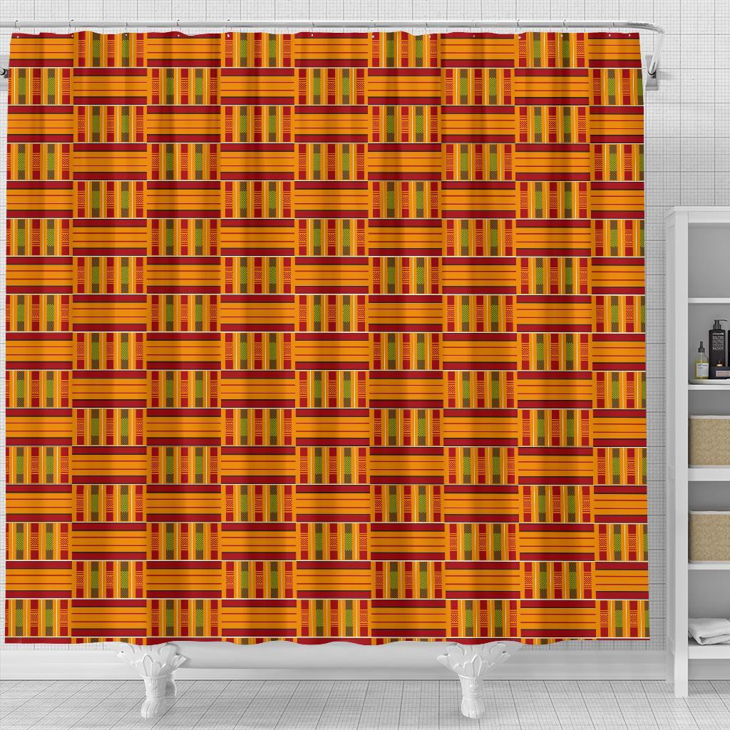 Kente African Print Pattern Bathroom Shower Curtain-grizzshop