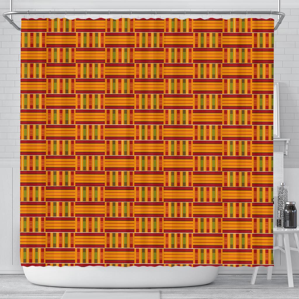 Kente African Print Pattern Bathroom Shower Curtain-grizzshop