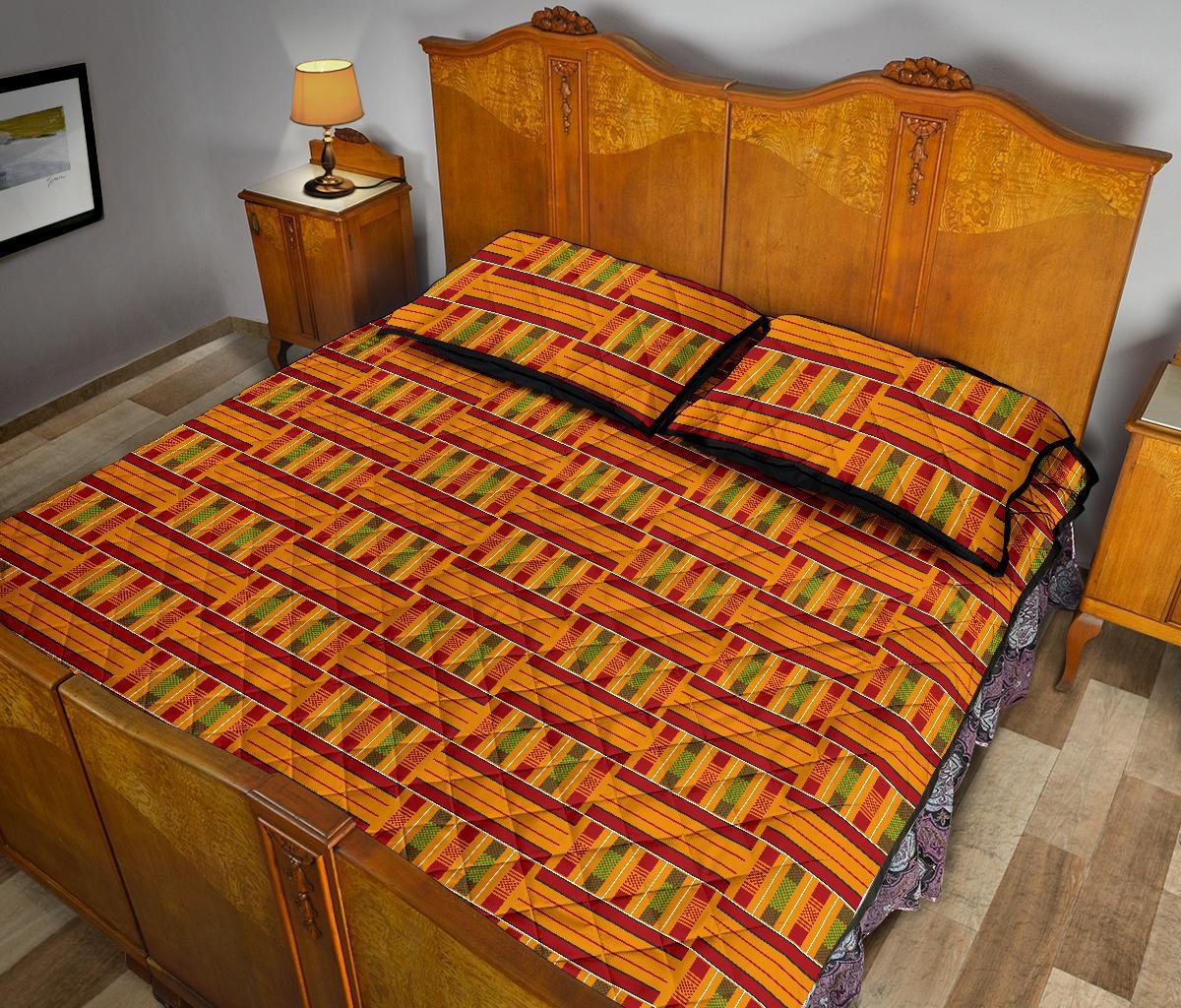 Kente African Print Pattern Bed Set Quilt-grizzshop