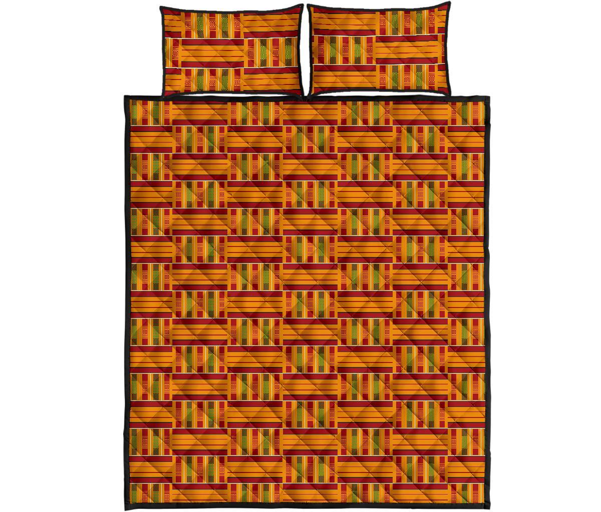 Kente African Print Pattern Bed Set Quilt-grizzshop