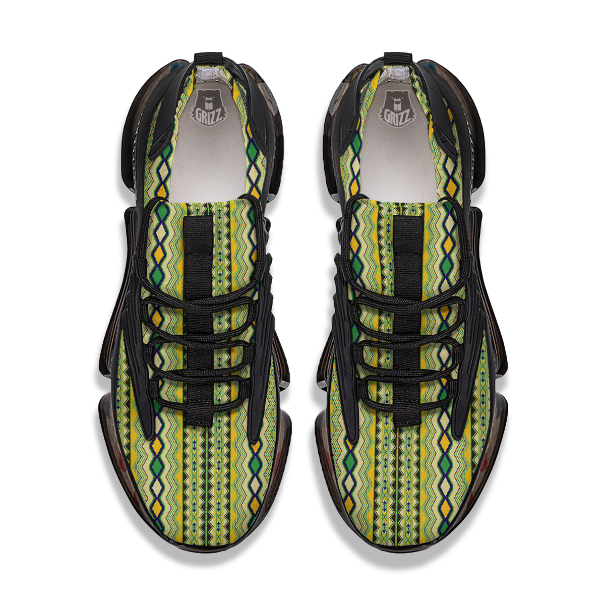 Kente African Print Pattern Black Gym Shoes-grizzshop
