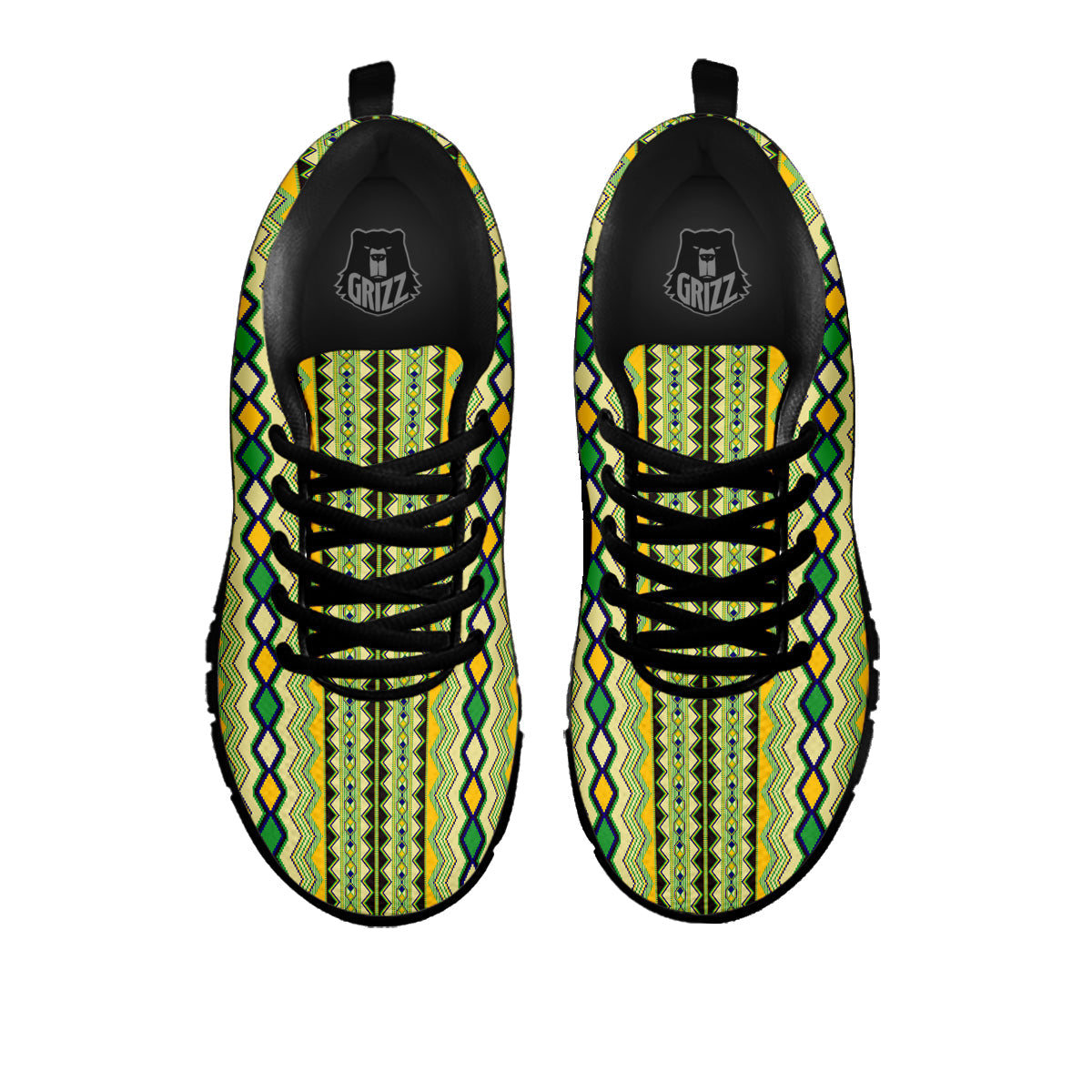Kente African Print Pattern Black Sneaker-grizzshop