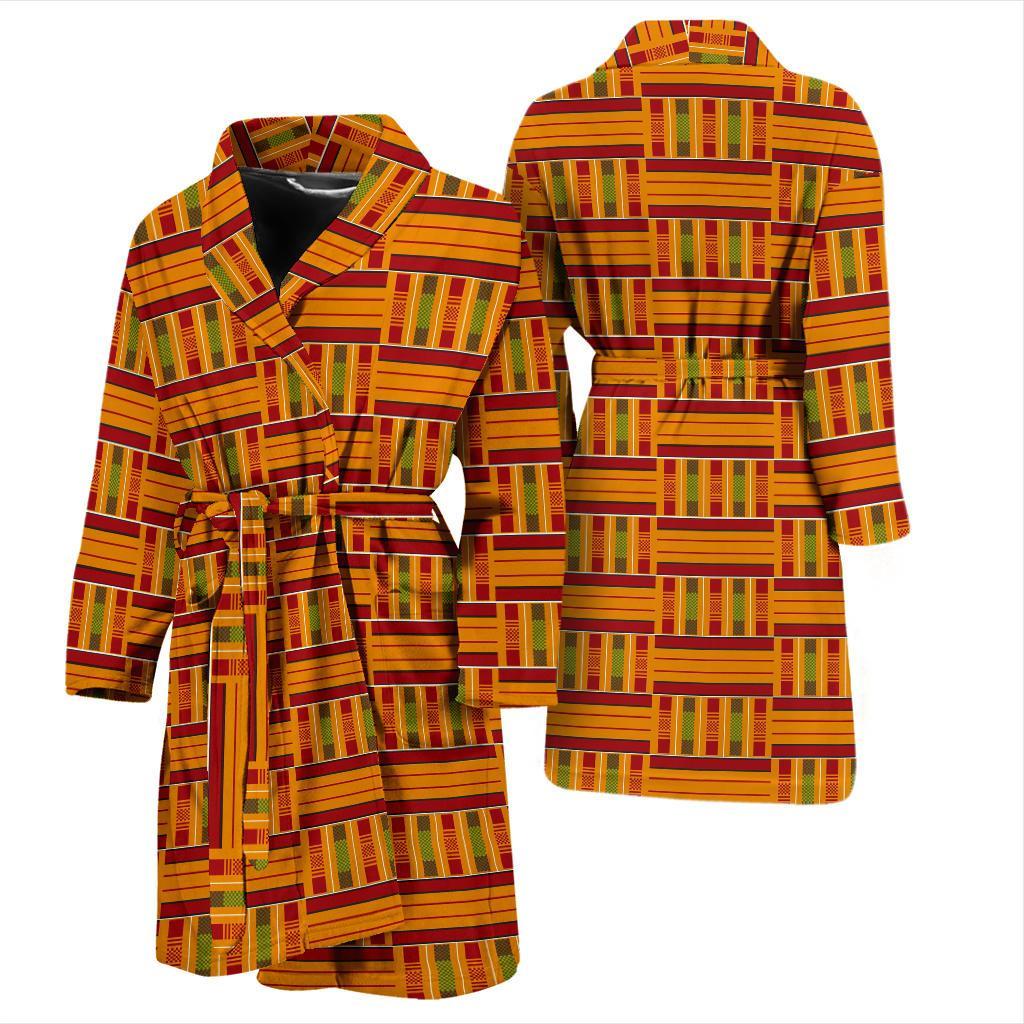 Kente African Print Pattern Men Long Robe-grizzshop