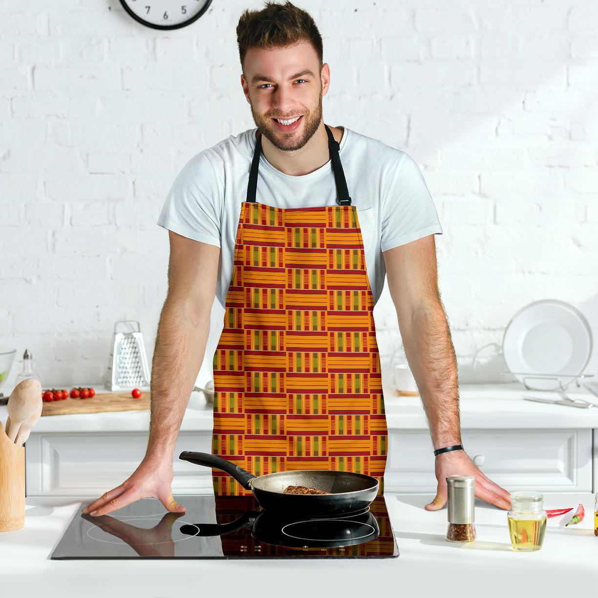 Kente African Print Pattern Men's Apron-grizzshop