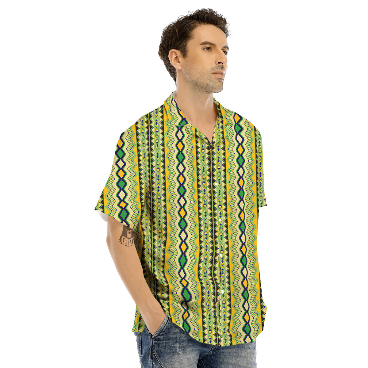 Kente African Print Pattern Men's Hawaiian Shirt-grizzshop