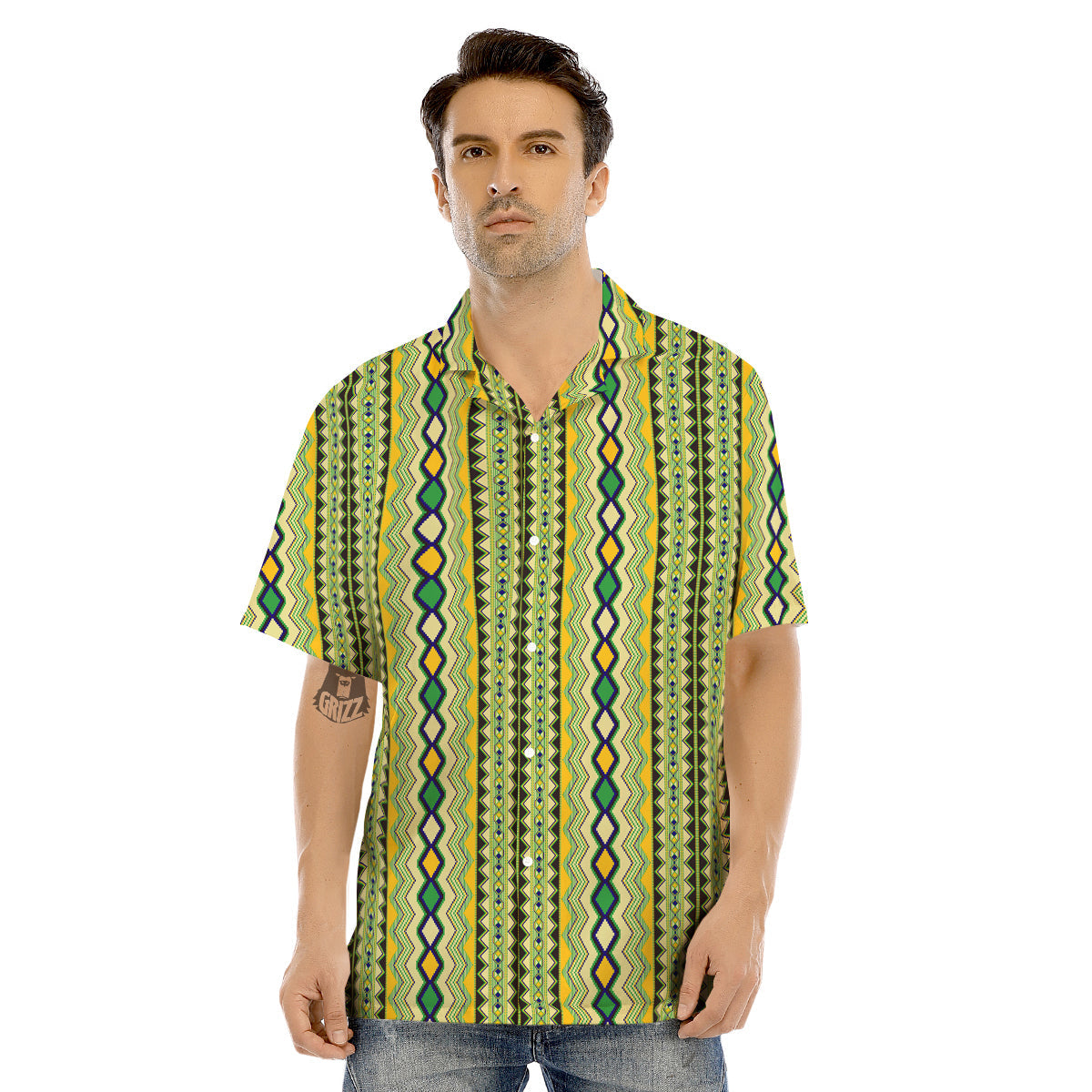 Kente African Print Pattern Men's Hawaiian Shirt-grizzshop