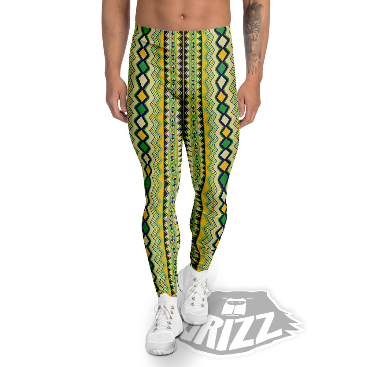 Kente African Print Pattern Men's Leggings-grizzshop