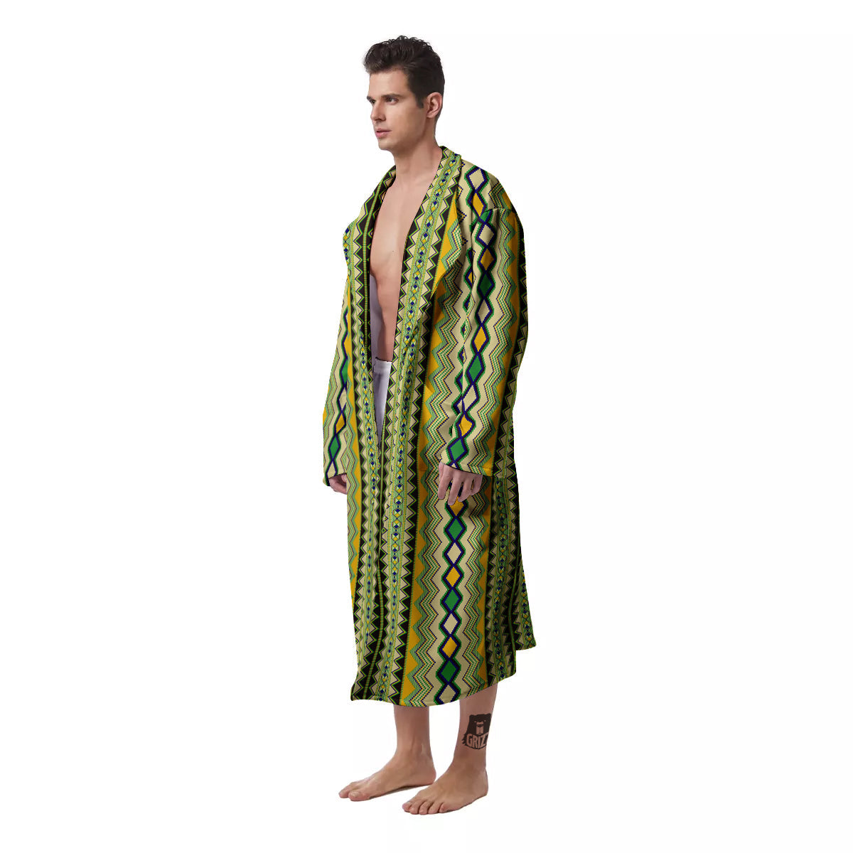 Kente African Print Pattern Men's Robe-grizzshop