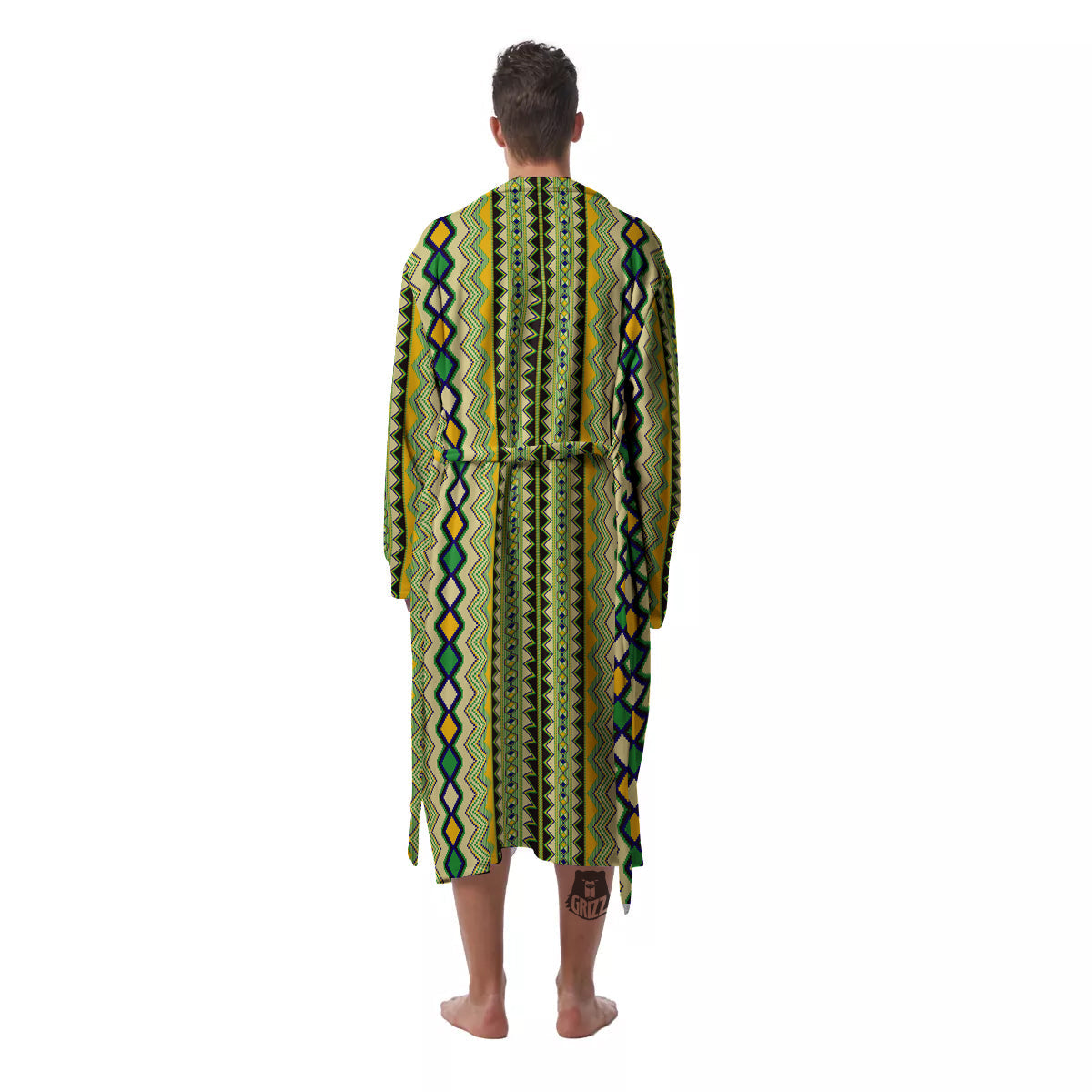 Kente African Print Pattern Men's Robe-grizzshop