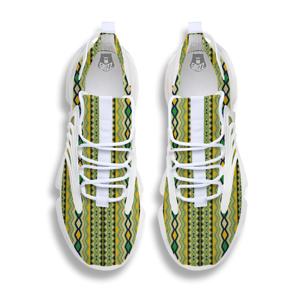 Kente African Print Pattern White Gym Shoes-grizzshop