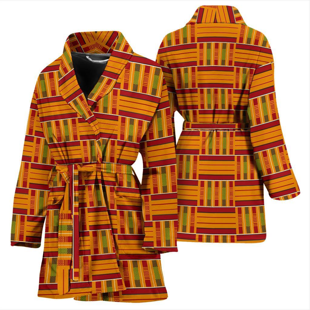 Kente African Print Pattern Women Long Robe-grizzshop