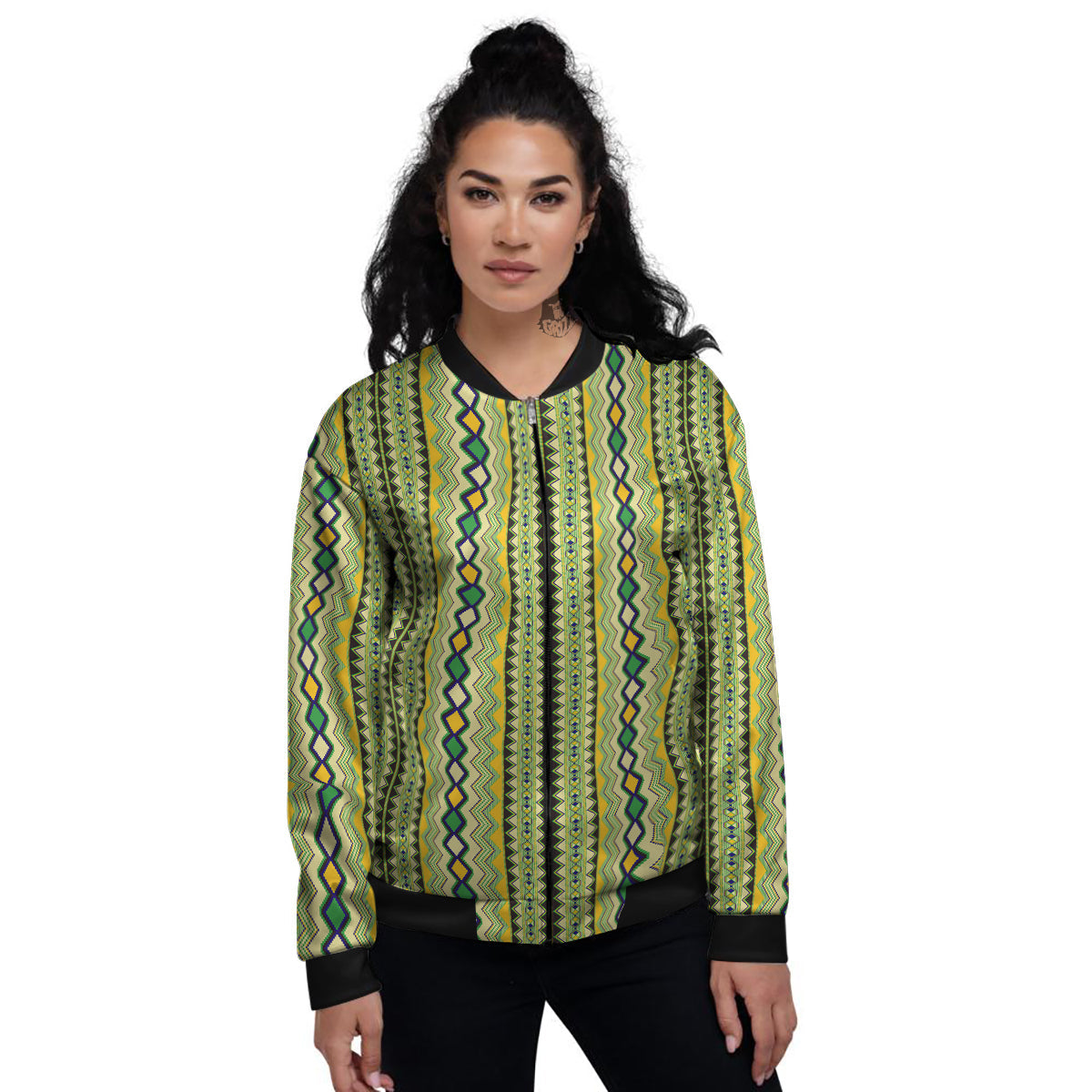 Kente African Print Pattern Women's Bomber Jacket-grizzshop