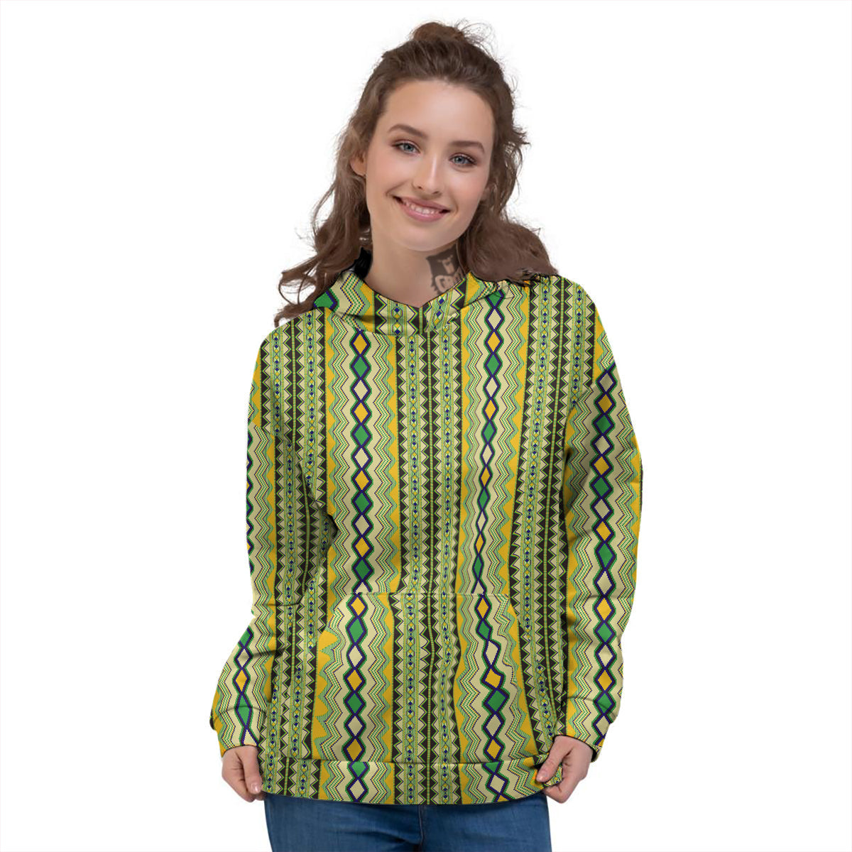 Kente African Print Pattern Women's Hoodie-grizzshop