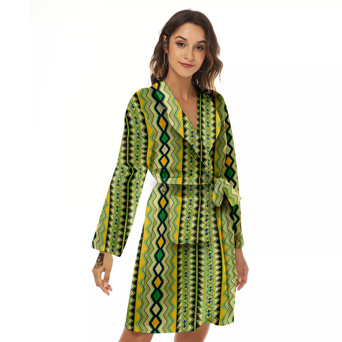 Kente African Print Pattern Women's Robe-grizzshop