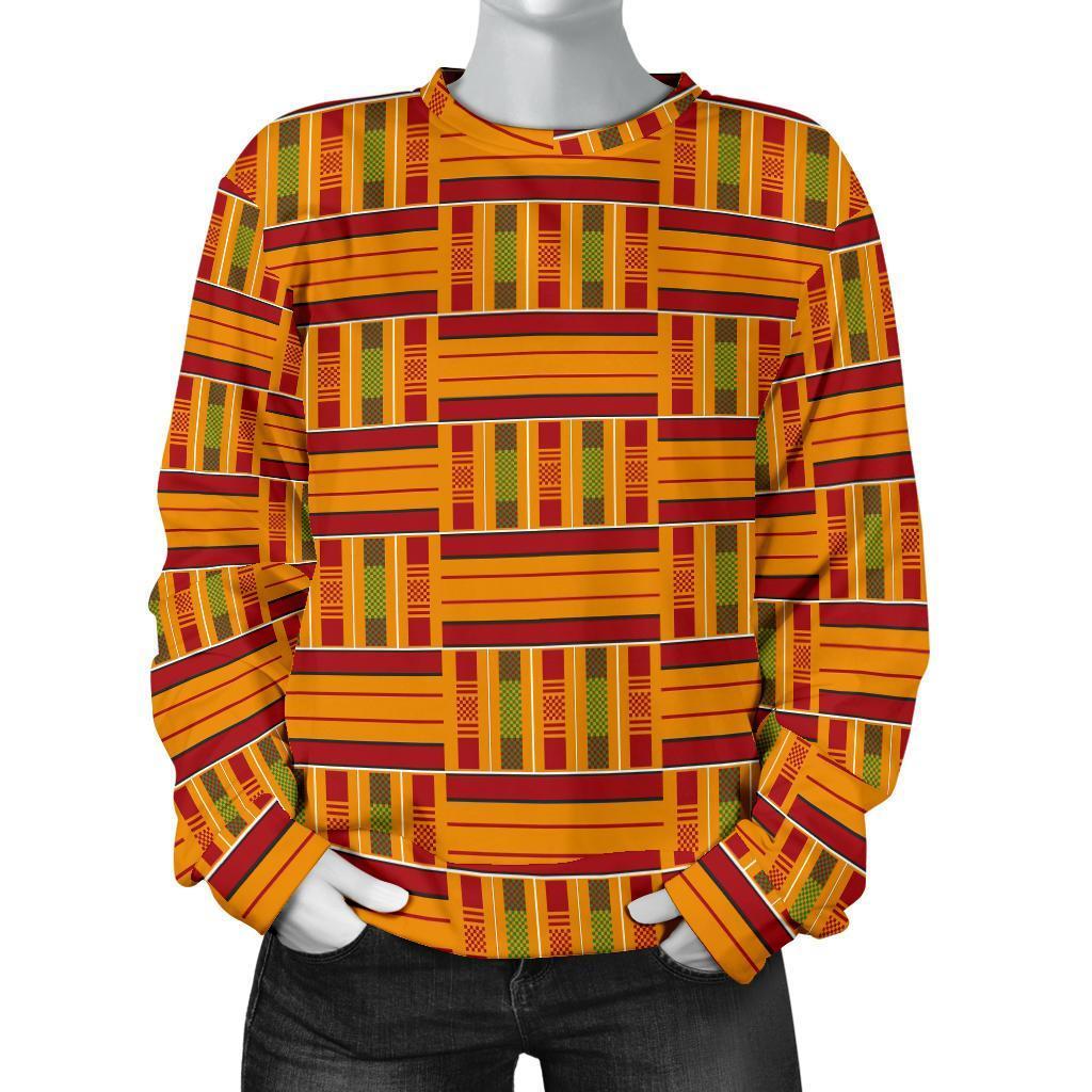 Kente African Print Pattern Women's Sweatshirt-grizzshop