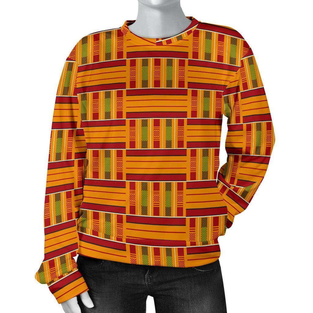 Kente African Print Pattern Women's Sweatshirt-grizzshop