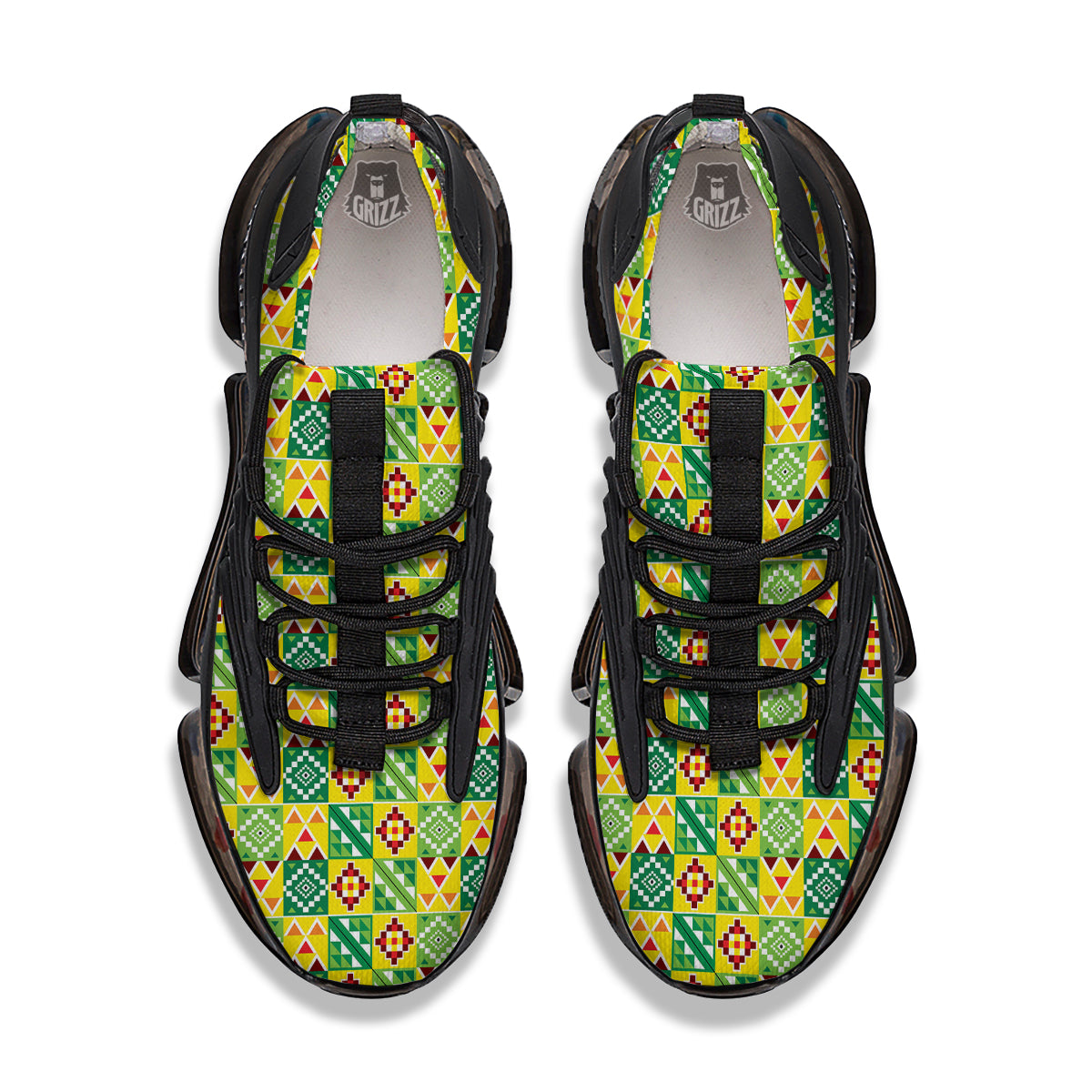 Kente Asante Print Pattern Black Gym Shoes-grizzshop