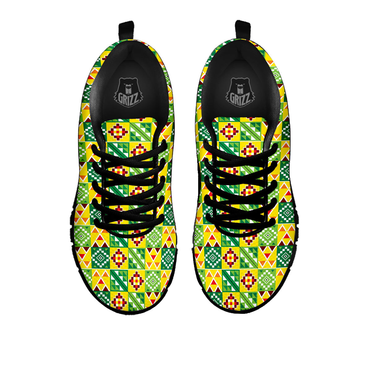 Kente Asante Print Pattern Black Sneaker-grizzshop