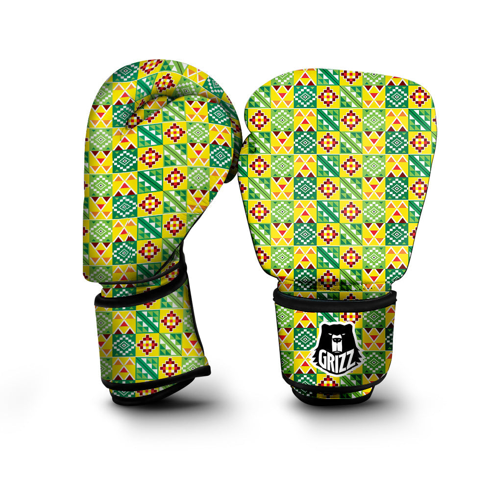 Kente Asante Print Pattern Boxing Gloves-grizzshop