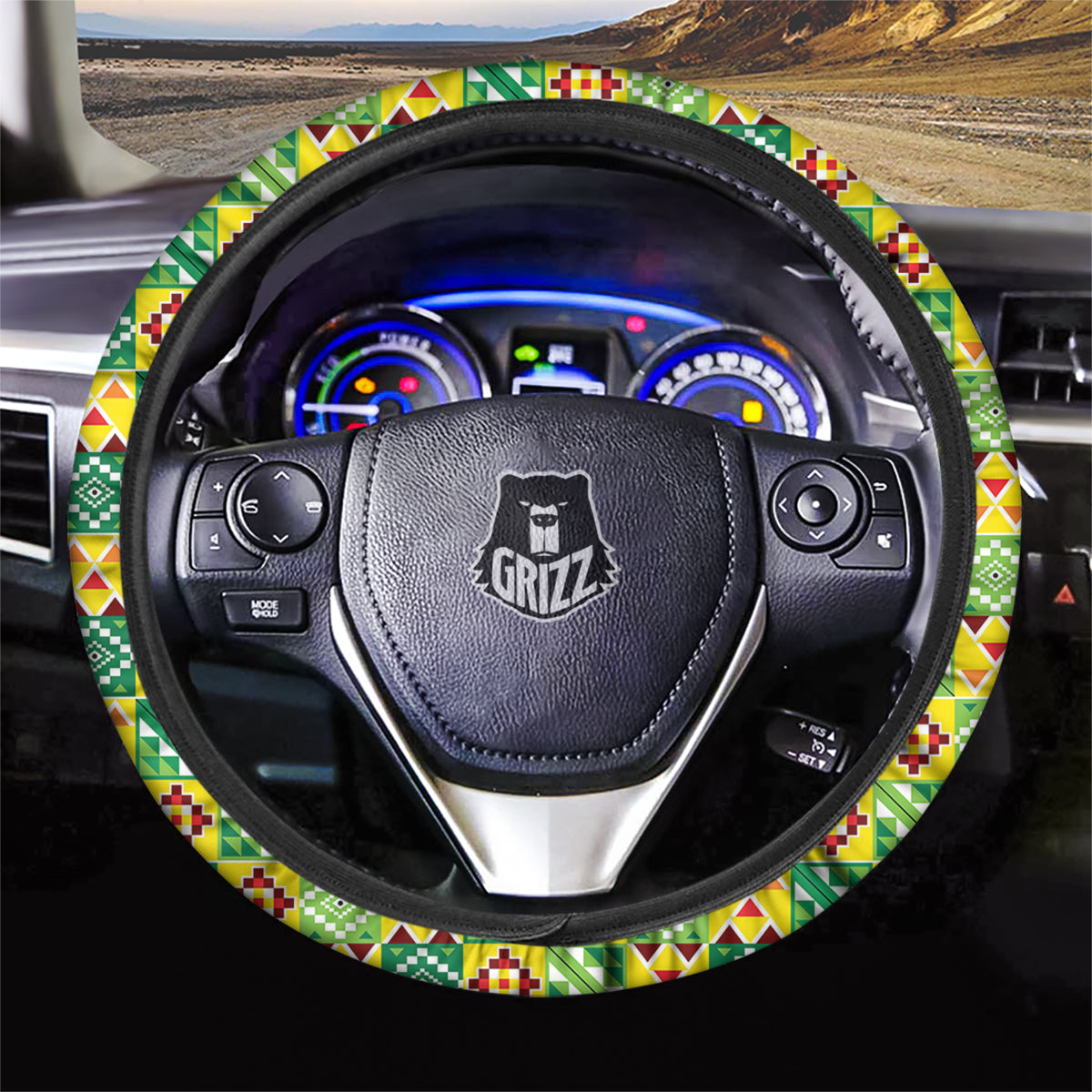 Kente Asante Print Pattern Car Steering Wheel Cover-grizzshop
