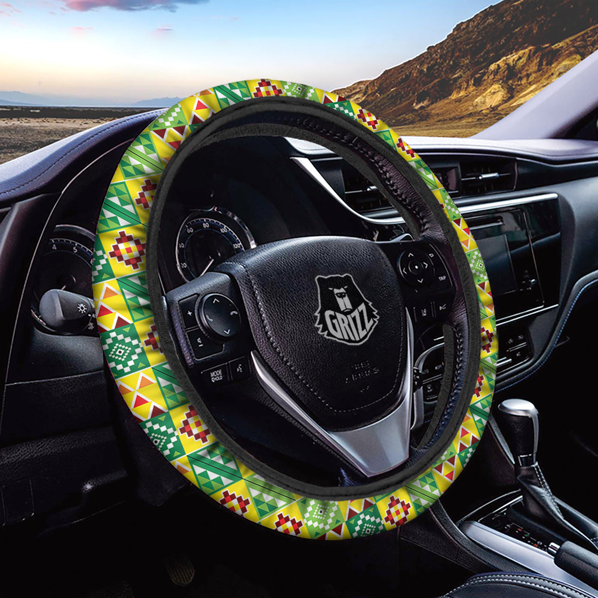 Kente Asante Print Pattern Car Steering Wheel Cover-grizzshop