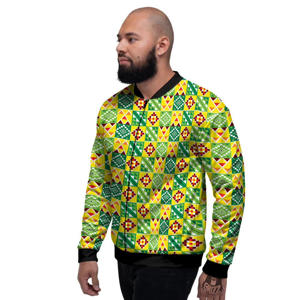 Kente Asante Print Pattern Men's Bomber Jacket-grizzshop