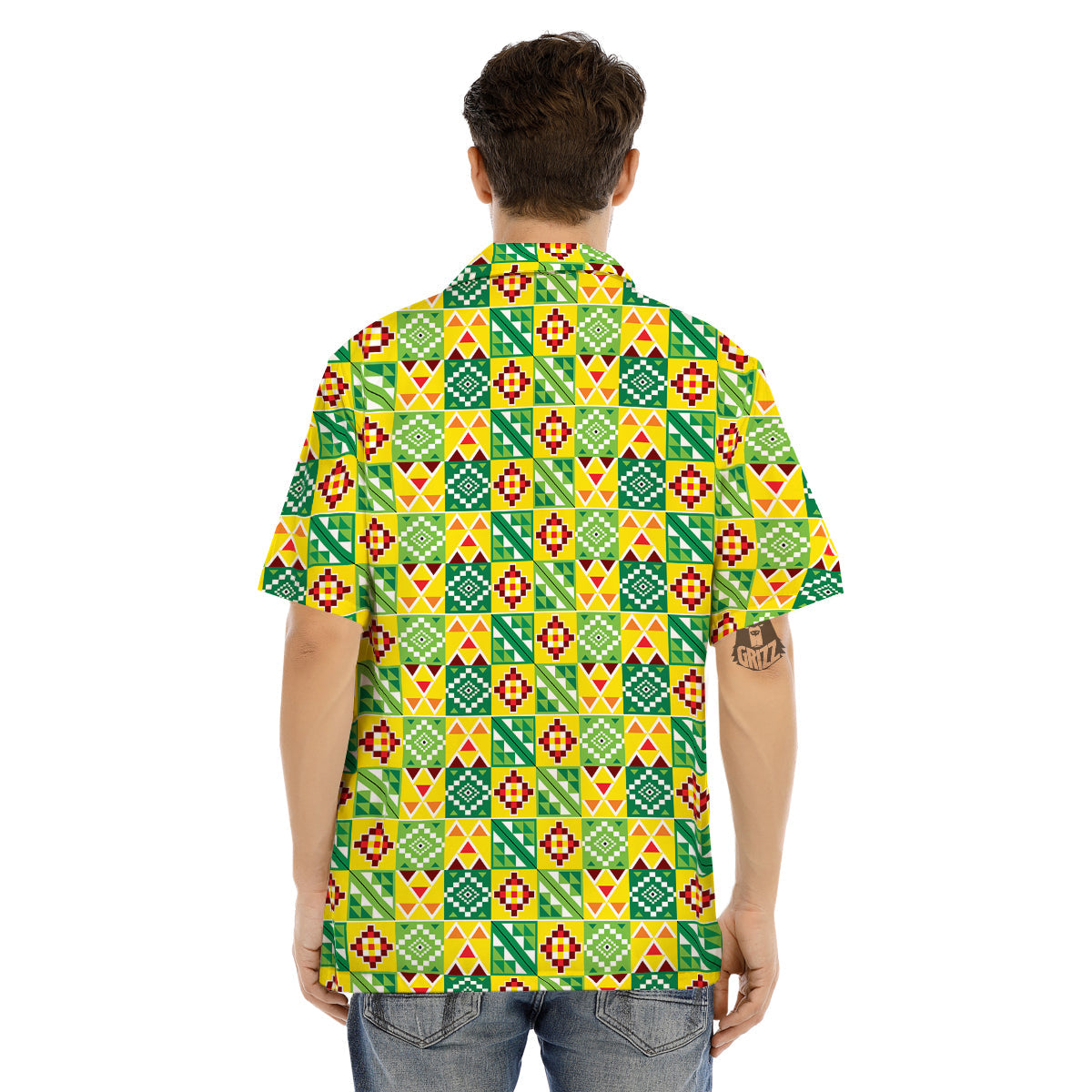 Kente Asante Print Pattern Men's Hawaiian Shirt-grizzshop