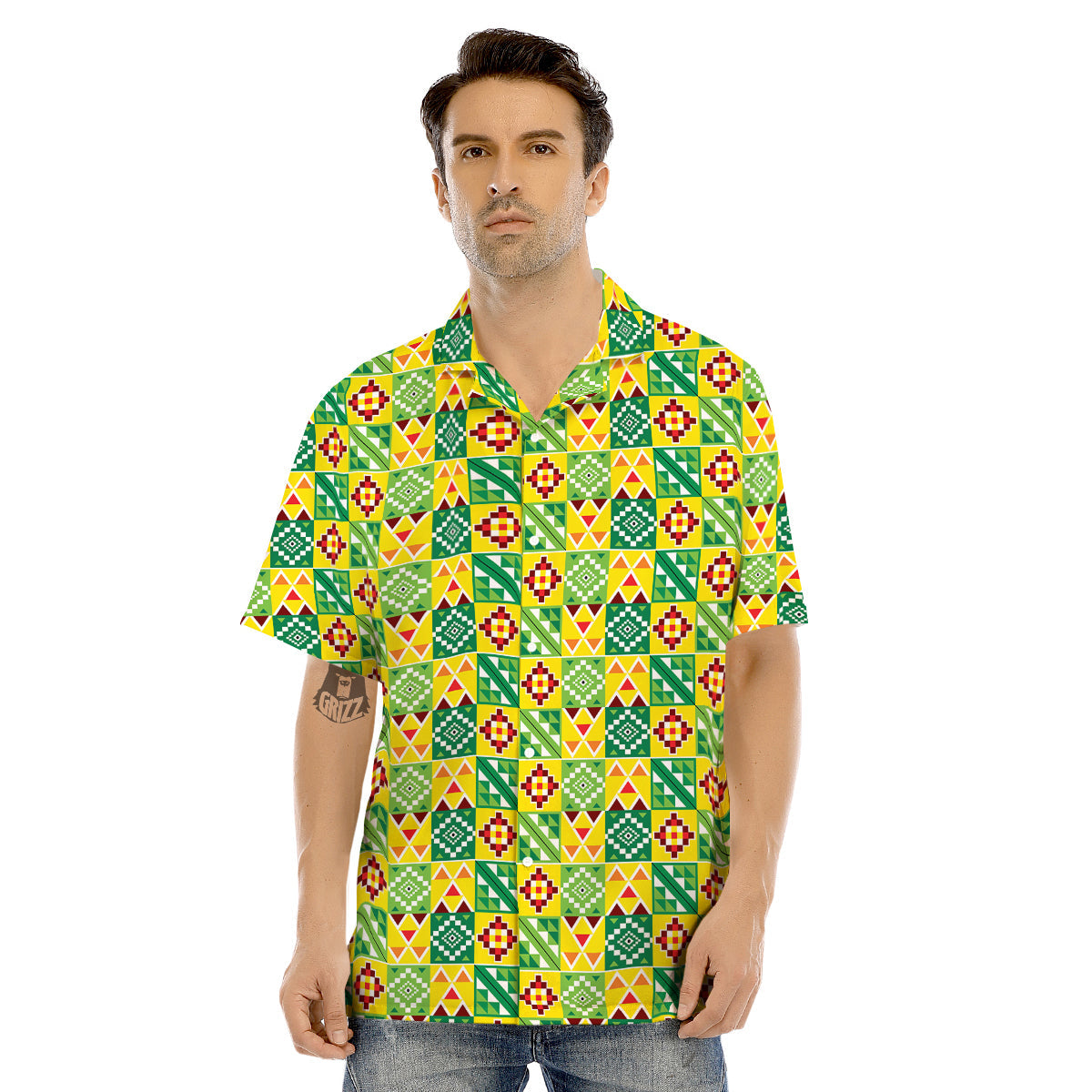 Kente Asante Print Pattern Men's Hawaiian Shirt-grizzshop
